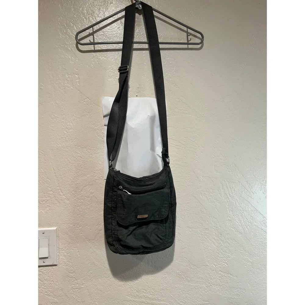 Baggallini‎ Charcoal Gray Nylon Crossbody Bag Adjustable Strap Multi Pocket